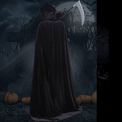 Peleryna aksamitna z kapturem czarna 120 cm