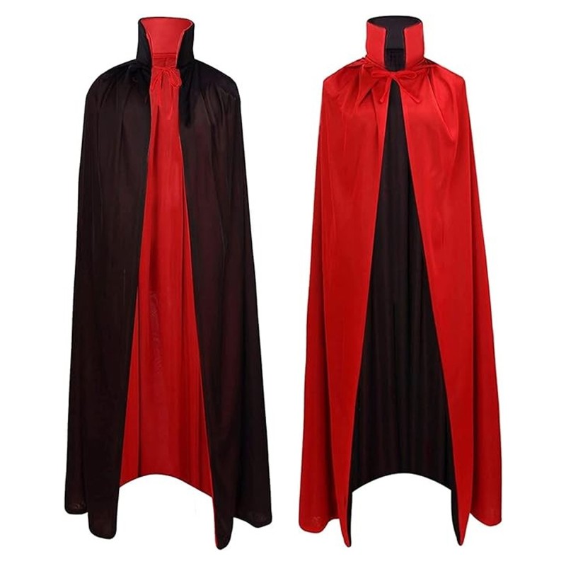 Dwustronna peleryna czarno-czerwona 120 cm Halloween