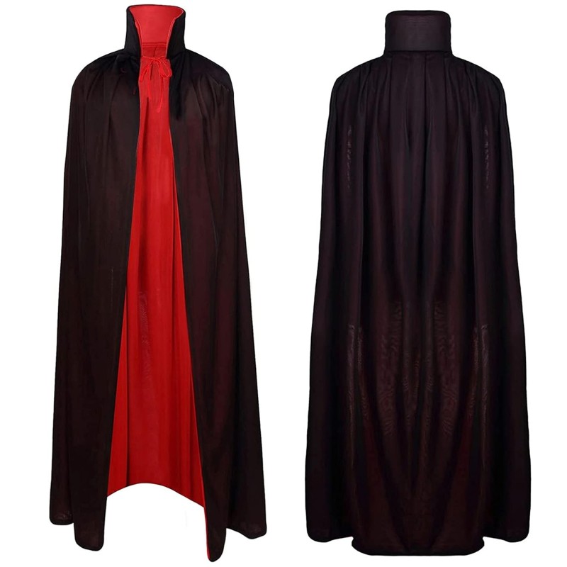 Dwustronna peleryna czarno-czerwona 120 cm Halloween