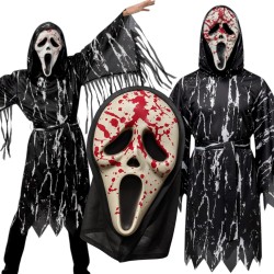 Straszny Kostium Duch z Krwawą Maską Halloween