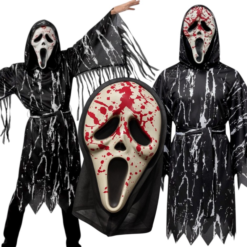 Straszny Kostium Duch z Krwawą Maską Halloween