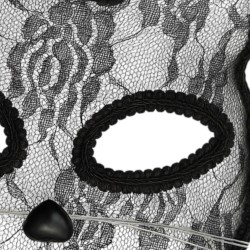 Biała maska kot z czarną koronką