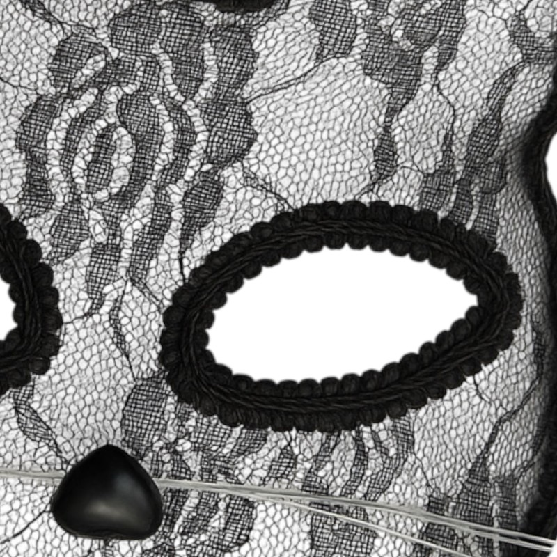 Biała maska kot z czarną koronką