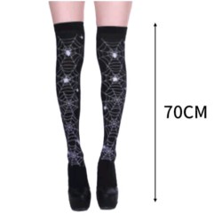 Podkolanówki Pończochy Czarne Halloween z Pająkami