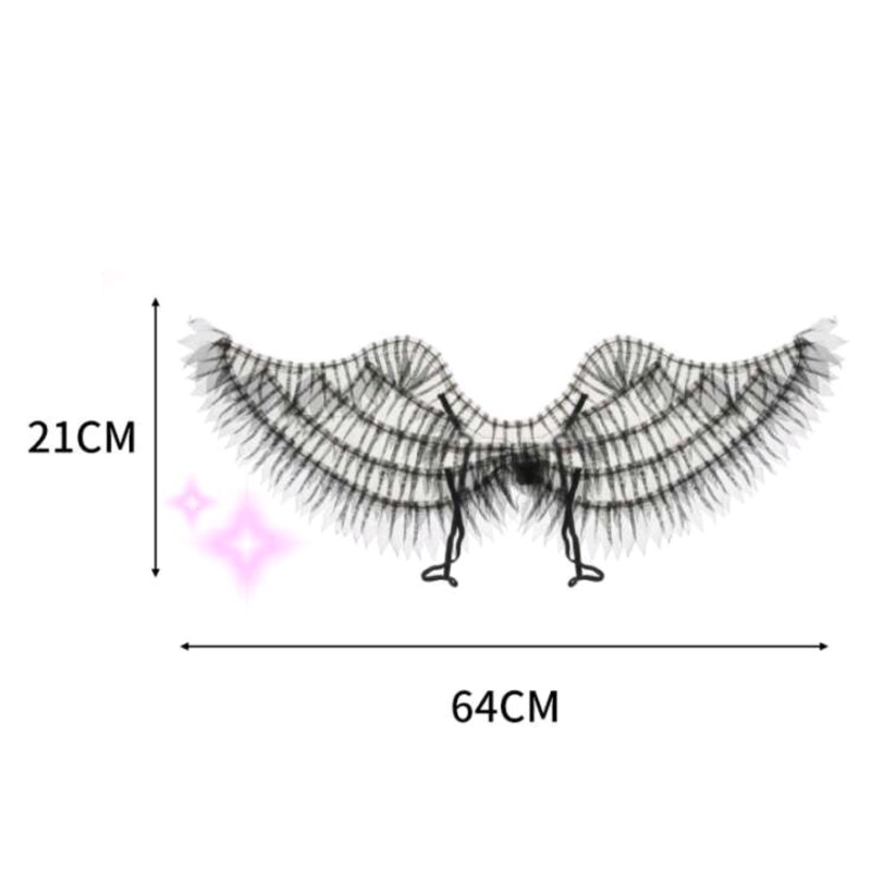 Świecące skrzydła LED czarne 64cm Demona Czarny Anioł