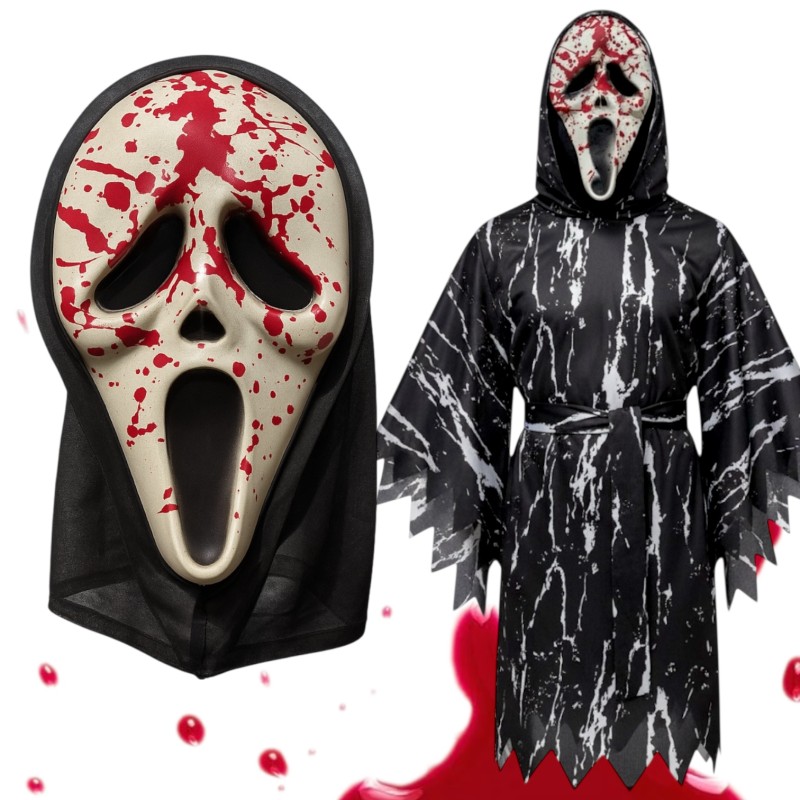 Straszny Kostium Duch z Krwawą Maską Halloween
