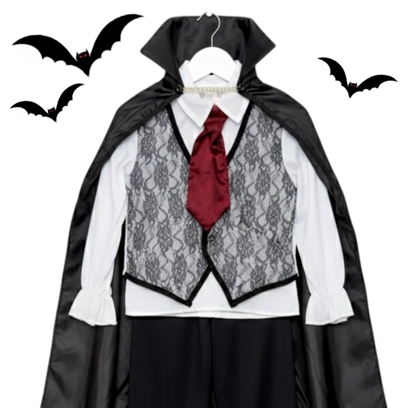 Kostium Wampir Dracula dla Dzieci z Peleryną i Krawatem