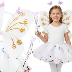 Biały Motylek Strój Motylka Spódniczka tutu pomponiki