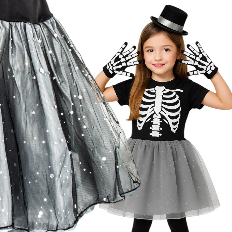 Kostium Sukienka Strój Szkielet kościotrup Halloween