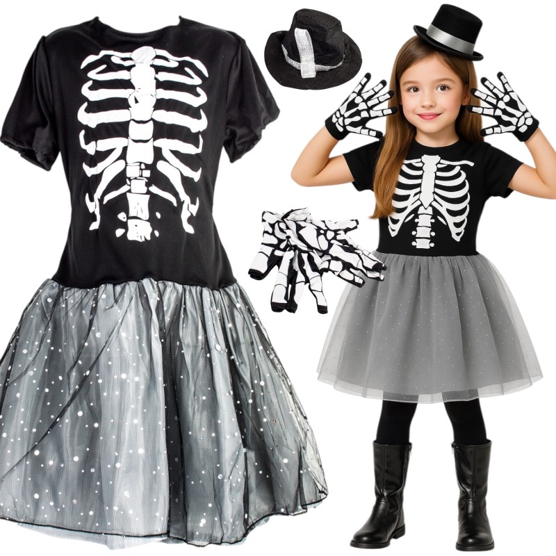 Kostium Sukienka Strój Szkielet kościotrup Halloween