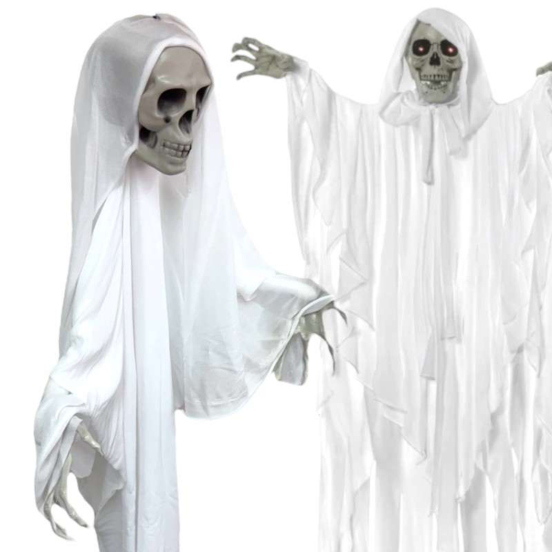 Dekoracja Halloween Kościotrup Biały Wiszący 116 cm