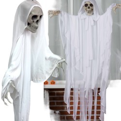 Dekoracja Halloween Kościotrup Biały Wiszący 116 cm