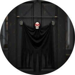 Czarny Kościotrup Duch dekoracja z dźwiękiem Halloween