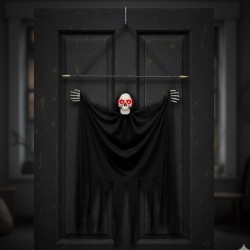 Czarny Kościotrup Duch dekoracja z dźwiękiem Halloween