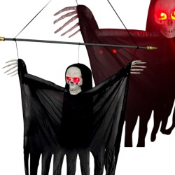 Czarny Kościotrup Duch dekoracja z dźwiękiem Halloween