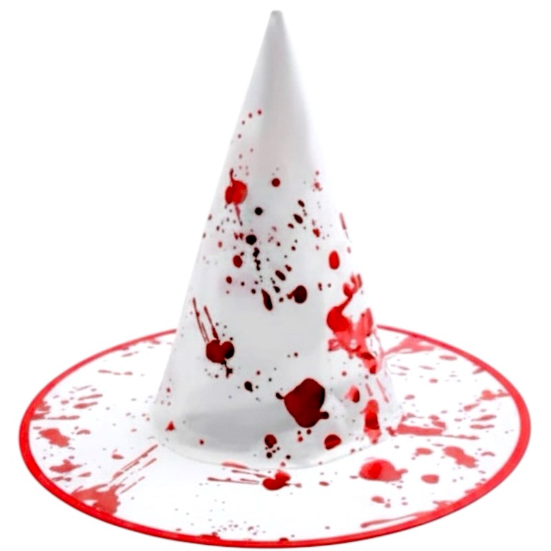 Kapelusz Halloween Biały z Czerwonymi Plamami