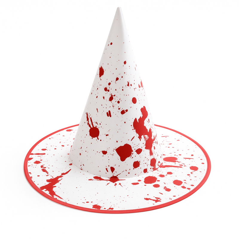 Kapelusz Halloween Biały z Czerwonymi Plamami