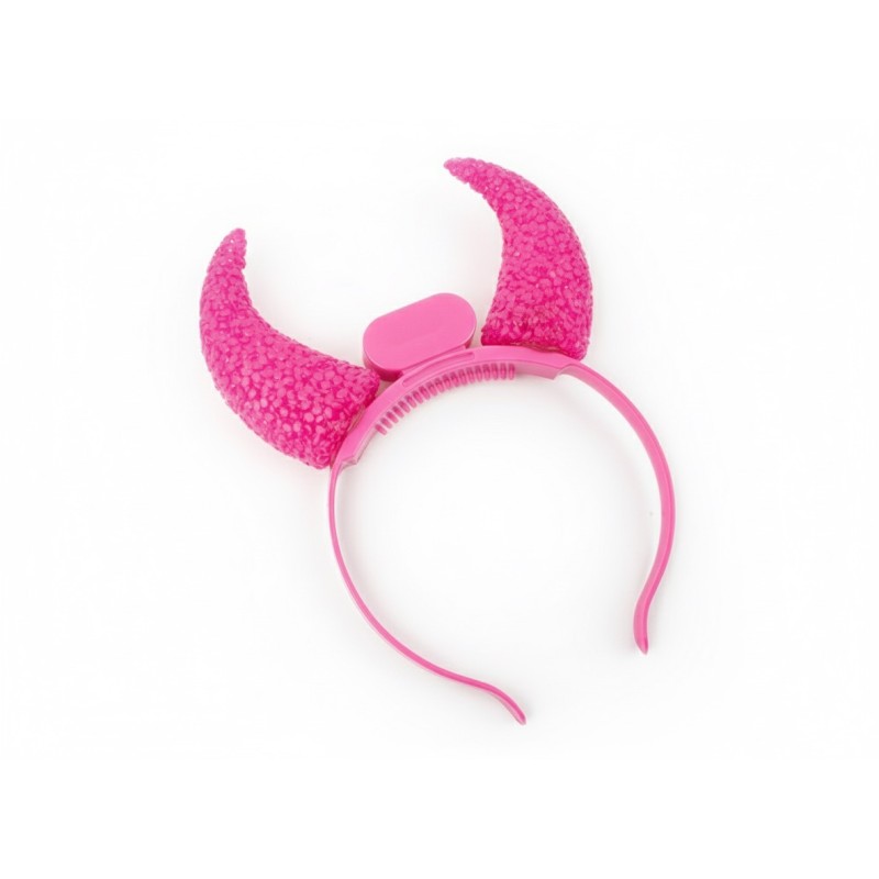 Opaska Świecąca Różowe Rogi Diablica Diabełek LED