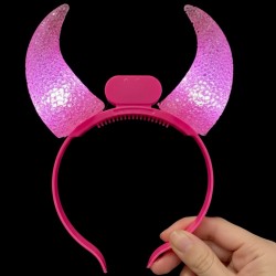 Opaska Świecąca Różowe Rogi Diablica Diabełek LED