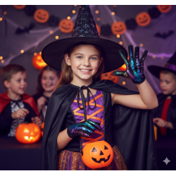 Rękawiczki dziecięce Halloween Szkielet Metaliczne