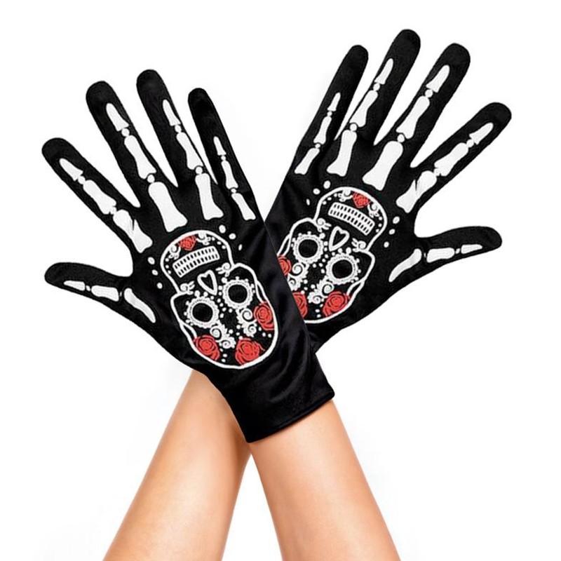 Rękawiczki Halloween z motywem La Catrina