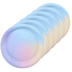 Talerzyki imprezowe papierowe pastelowe tęczowe 23cm 6 sztuk