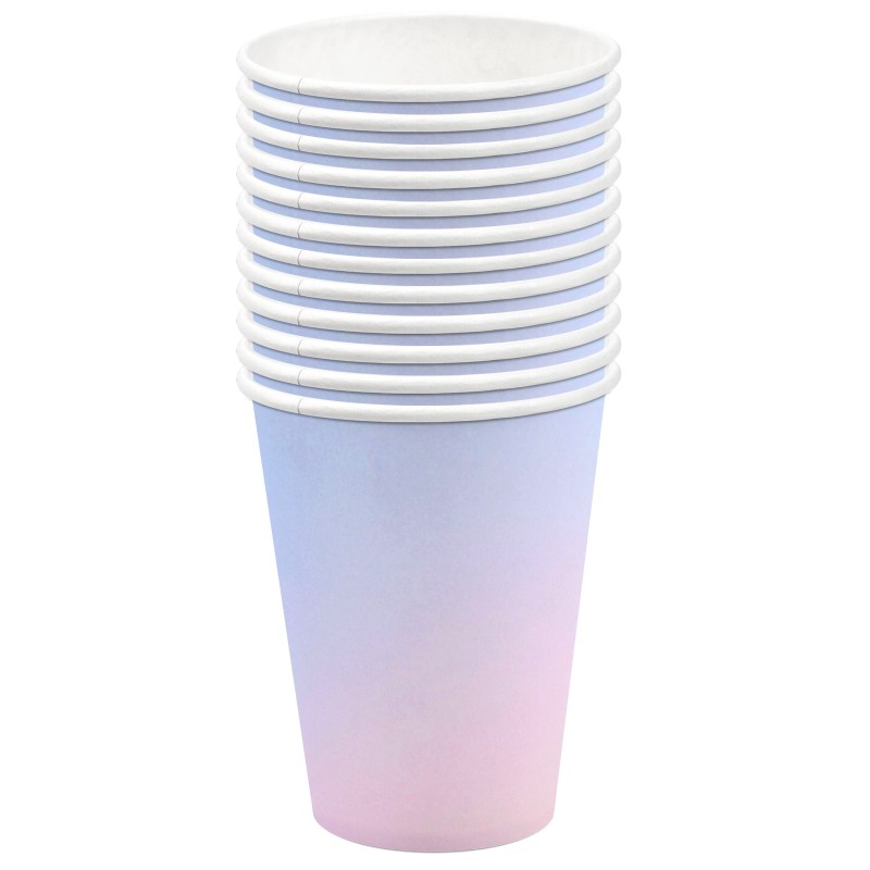 Kubeczki papierowe pastelowe tęczowe 12 sztuk