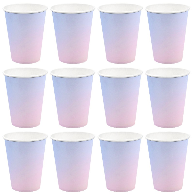 Kubeczki papierowe pastelowe tęczowe 12 sztuk