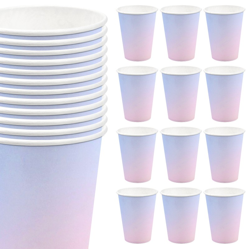 Kubeczki papierowe pastelowe tęczowe 12 sztuk