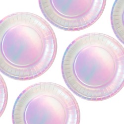 Talerzyki imprezowe papierowe Perłowe Holo 27cm 6 sztuk
