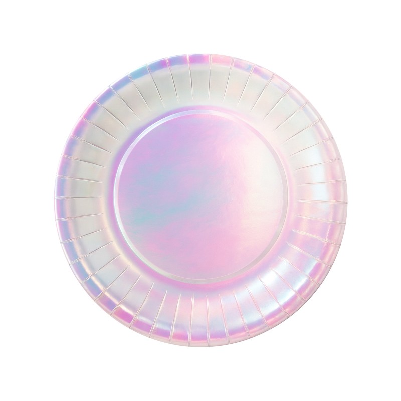 Talerzyki imprezowe papierowe Perłowe Holo 18cm 6 sztuk