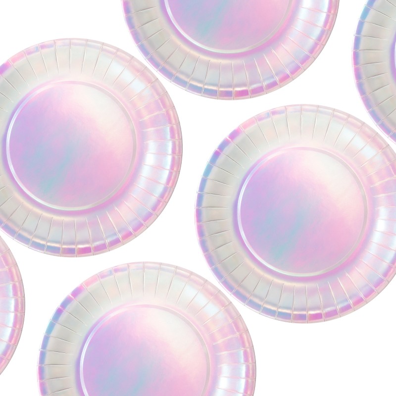 Talerzyki imprezowe papierowe Perłowe Holo 18cm 6 sztuk