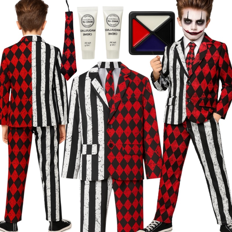 Kostium przebranie Joker + makeup set z białą pastą Cosplay W zestawie Bluzka, spodnie, krawat