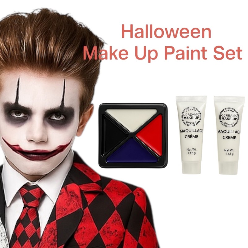 Kostium przebranie Joker + makeup set z białą pastą Cosplay W zestawie Bluzka, spodnie, krawat