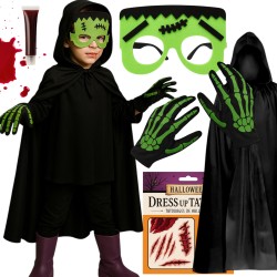 Strój Potwór Frankenstein Peleryna Maska Krew Tatuaże do Charakteryzacji
