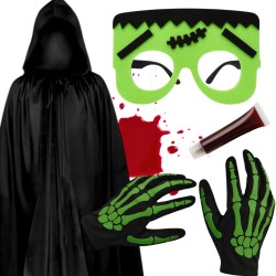 Strój Potwór Frankenstein Peleryna Maska Krew Tatuaże do Charakteryzacji