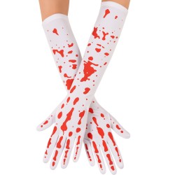 Rękawiczki białe z czerwonymi plamami Halloween