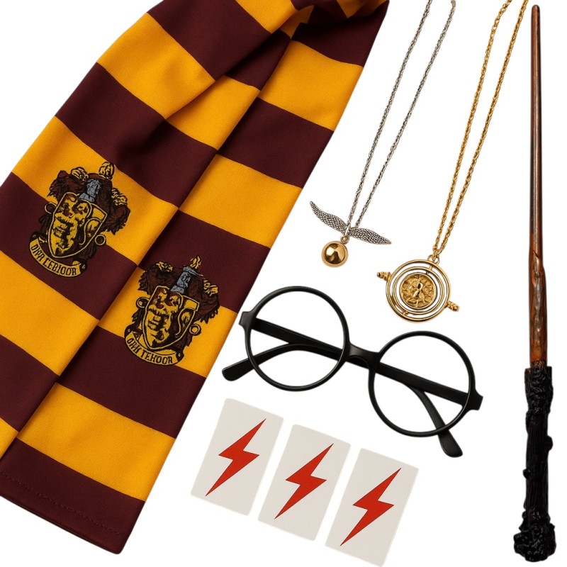 Zestaw akcesoriów Harry Potter z szalikiem i różdżką