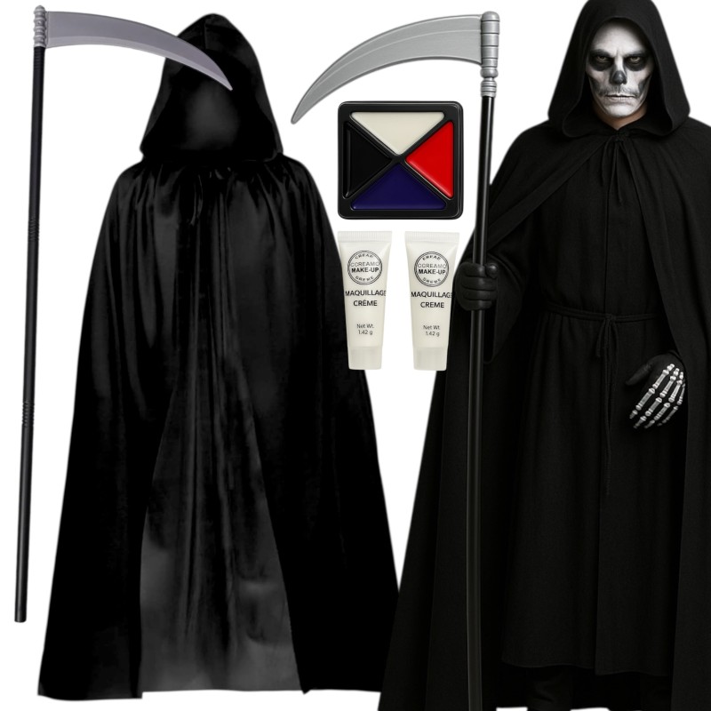 Zestaw na Halloween Peleryna Kosa Farby do Twarzy
