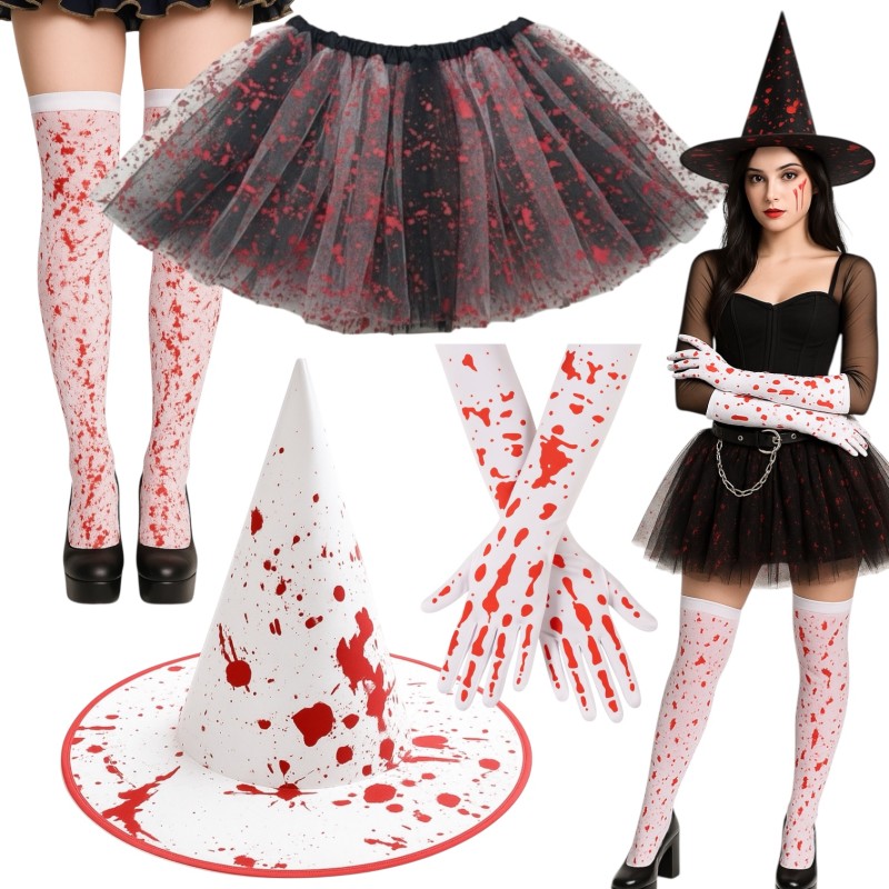 Zestaw Kostium Krwawe Przebranie Halloween 4 elementy