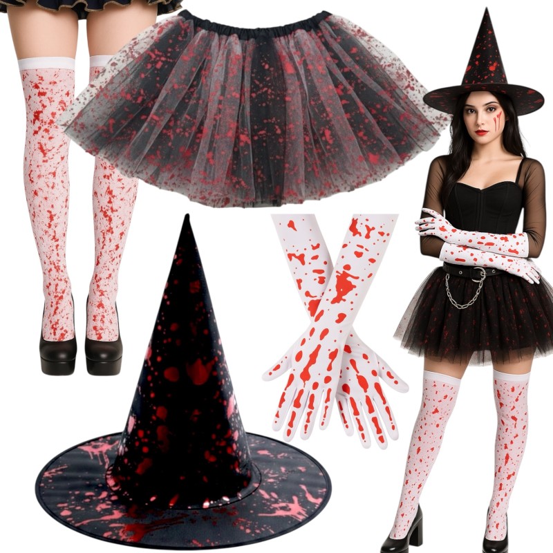 Zestaw Kostium Krwawe Przebranie Halloween 4 elementy