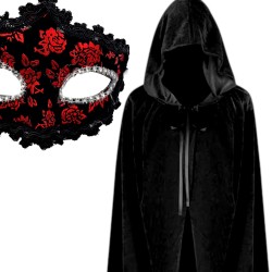 Zestaw Karnawałowy Peleryna Aksamitna z Maską