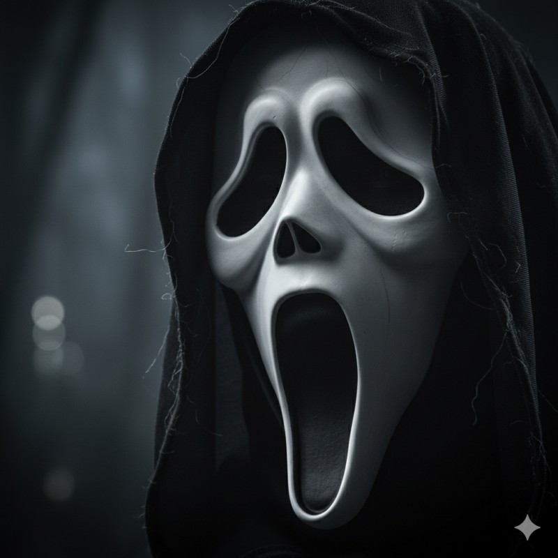 Maska Halloween Krzyk z Kapturem Pianka