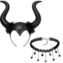Zestaw Opaska Rogi i Choker Mroczny Styl
