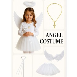 Strój Aniołek TUTU z Aureolką i Skrzydełkami