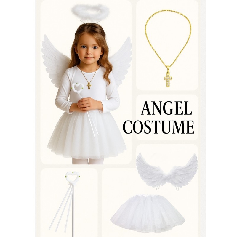 Strój Aniołek TUTU z Aureolką i Skrzydełkami