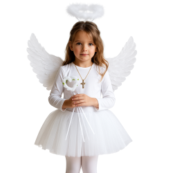 Strój Aniołek TUTU z Aureolką i Skrzydełkami