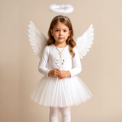 Zestaw Aniołek: TUTU, Skrzydełka, Aureolka, Różdżka, Medalik