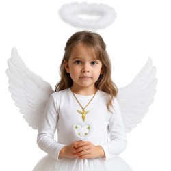 Zestaw Aniołek: TUTU, Skrzydełka, Aureolka, Różdżka, Medalik