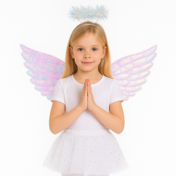 Zestaw Strój Aniołka z Skrzydełkami i Aureolką
